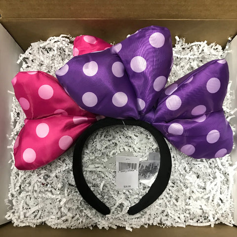 Ear Headband: Double Bow Purple & Pink