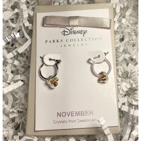 Jewelry (Earrings): November Birthstone Mickey Icon (Silver Hoop)