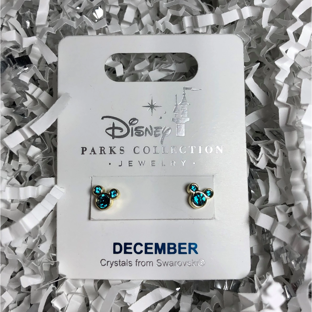 Jewelry (Earrings): December Birthstone Mickey Icon (Gold Stud)